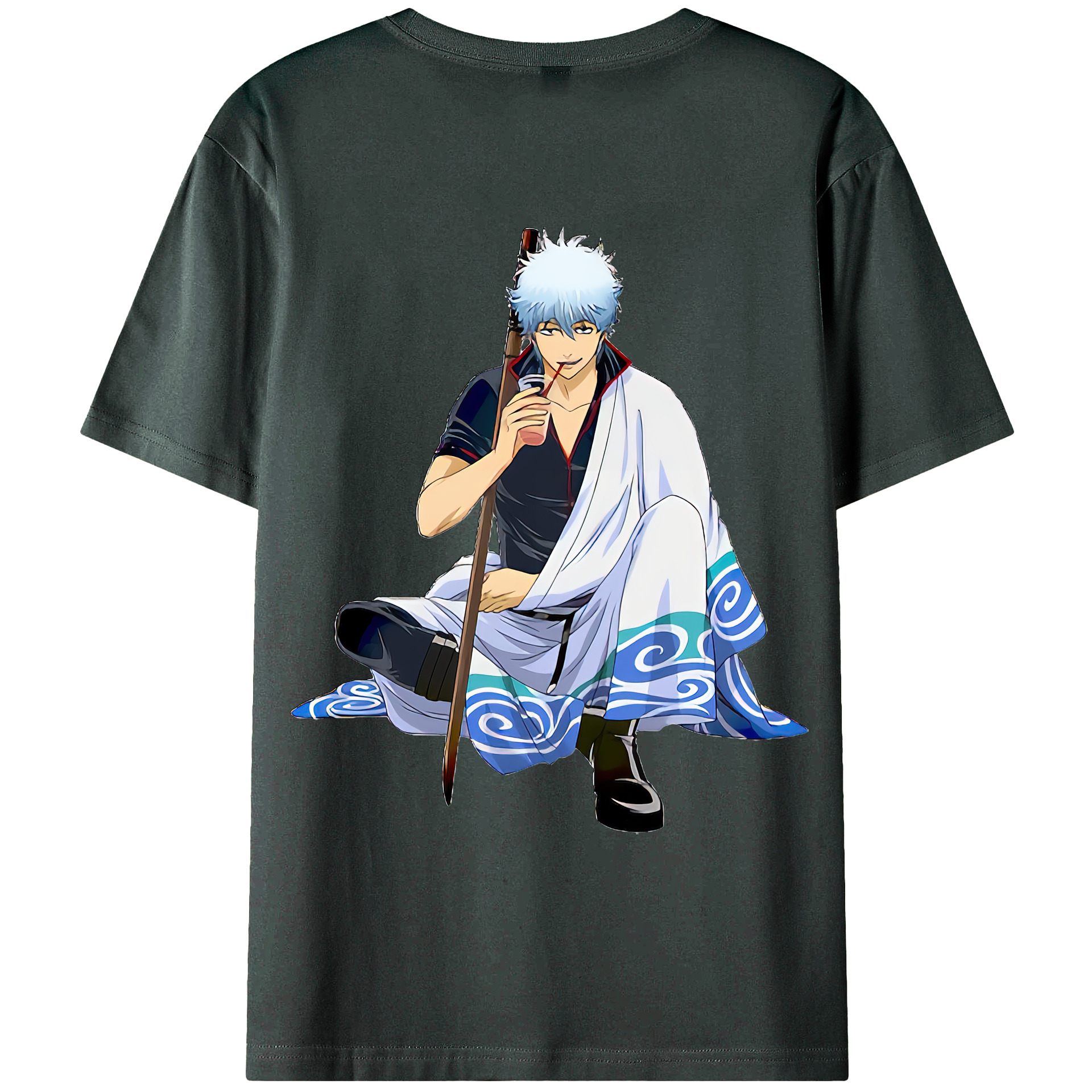 （画像用） ぎんたま 坂田銀時（さかたぎんとき） 神楽 志村新八（しむら しんぱち） GINTAMA Sakata Gintoki Kagura Shimura Shinpachi 綿100％ メンズ半袖Tシャツ（バックプリント） 通気性